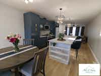 Custom dining room and kitchen with chic modern styling - Hint of Honey