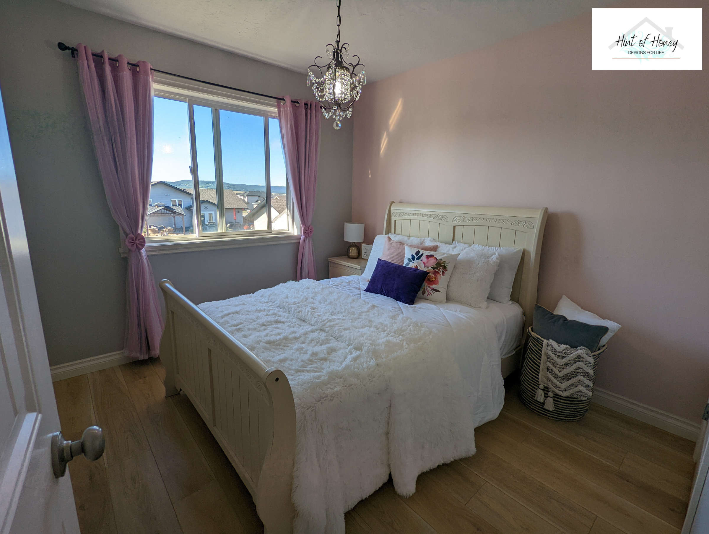 Renovated girl's bedroom with pink accents and modern touches - Hint of Honey