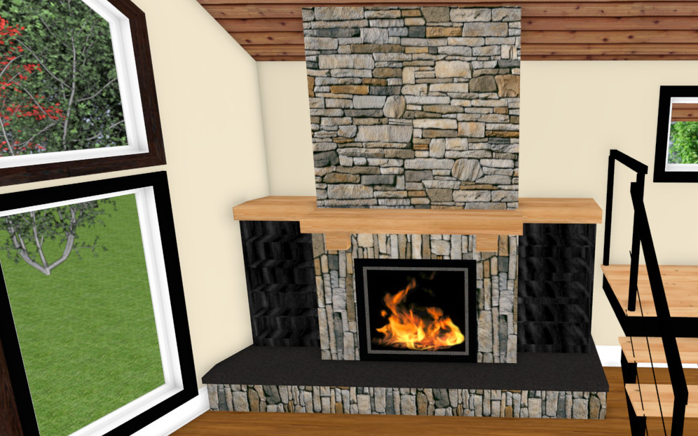 Fireplace 3D render from interior designer - Hint of Honey