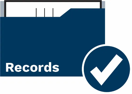 Records folder with a tick