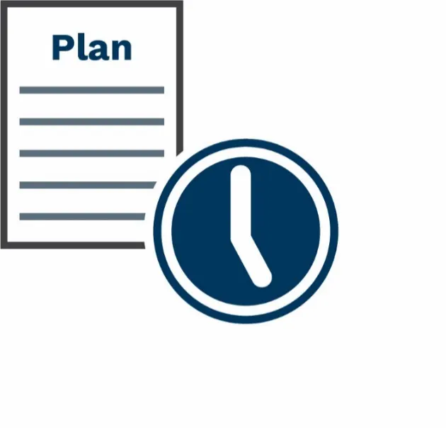 Plan document icon with a clock icon