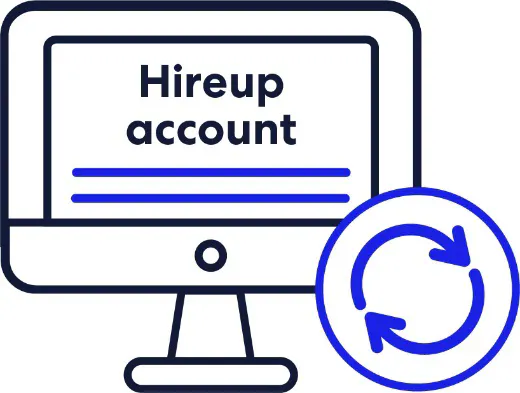 A Hireup account on a computer with an icon for c hange.