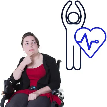 A woman thinking about the health of a support worker.