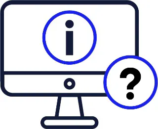 Information on a website next to a question mark.