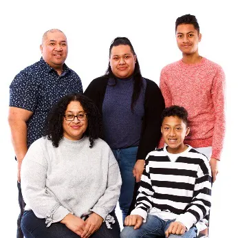 A smiling family.