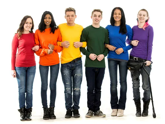 A group of different people to show each letter of LGBTQIA+