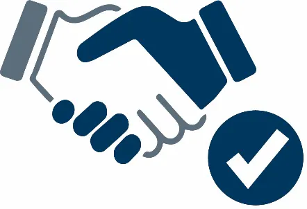 Handshake icon with a tick