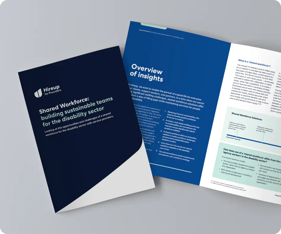 A picture of 2 Shared Workforce reports, one open to the first page.