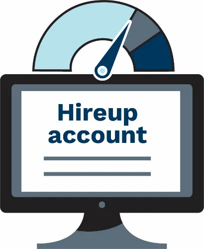 Hireup account on a computer with a limit icon above it