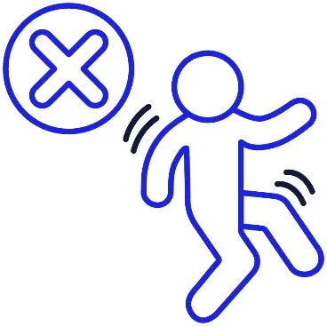 A person moving, and a cross.