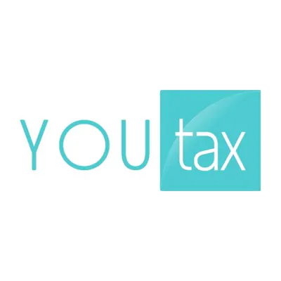 Light blue and white YOUtax logo.
