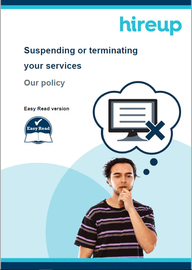 Document cover for our "Suspending or terminating your services document"