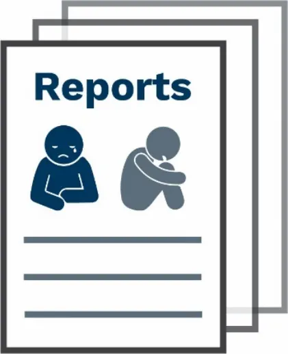 Report documents icon with icons for abuse and neglect