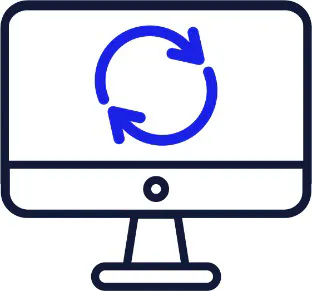 A change symbol on a computer.