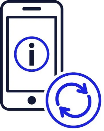 An information icon on a phone with a change icon.