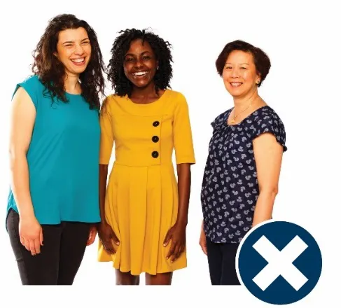 Friends standing together with a cross