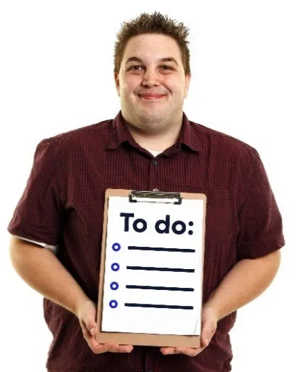 A man holding a to do list.