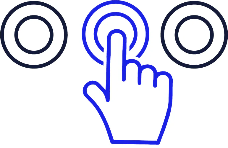 A hand pointing to one of 3 choices.