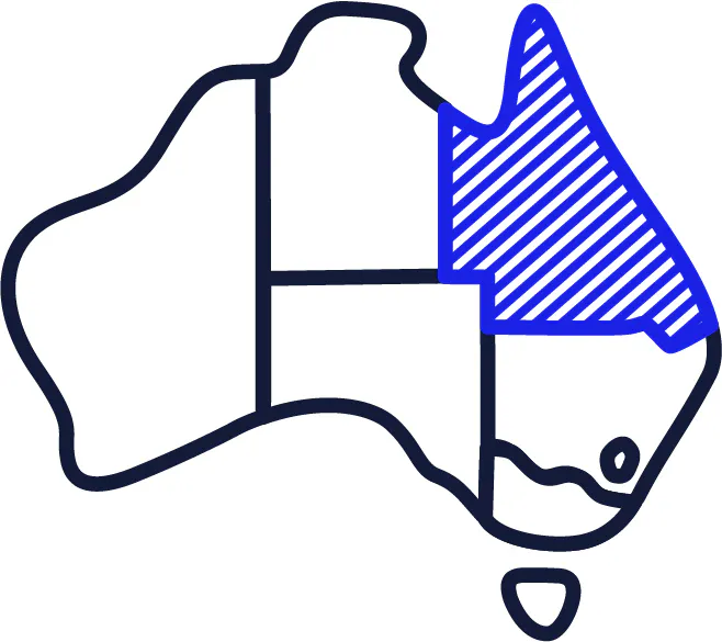 A map of Australia with Queensland highlighted.
