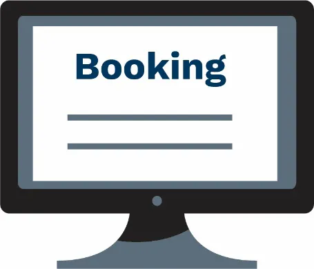 A booking on a computer screen 