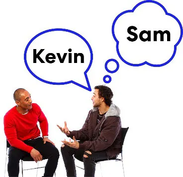 A man lying to another man about his name.