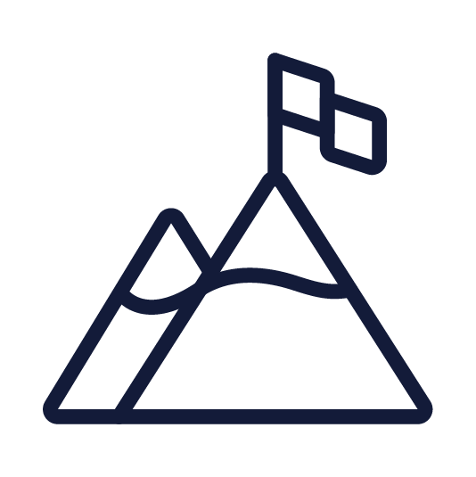 An icon of a mountain with a flag on top