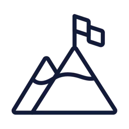An icon of a mountain with a flag on top