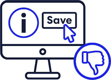 A symbol for saving information from a website next to a thumbs-down icon.
