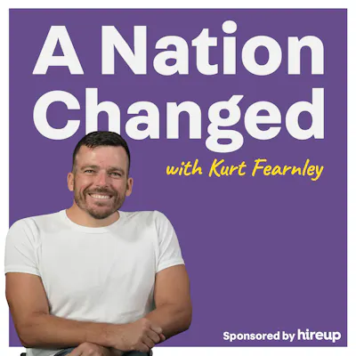 A Nation changed cover art with Kurt smiling on at the camera. The words 'A nation changed with Kurt Fearnley" are written over the image
