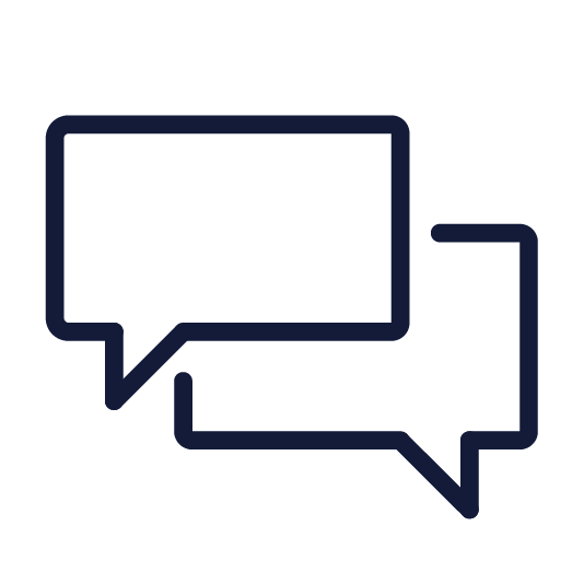 An icon of two speech bubbles