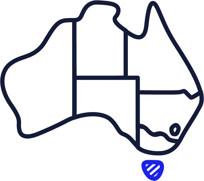 A map of Australia with Tasmania highlighted.