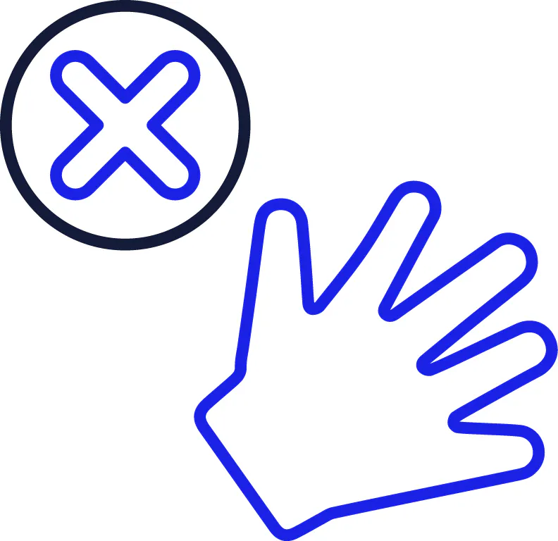 A cross and a hand.