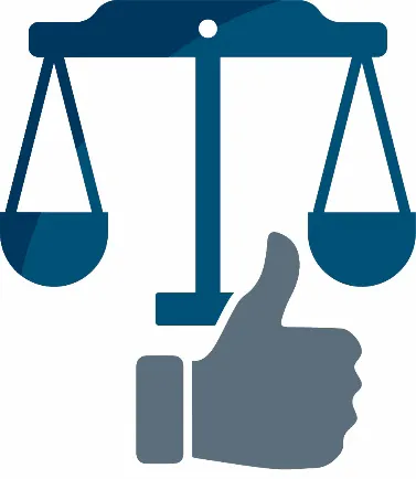 An icon for fairness with a thumbs up
