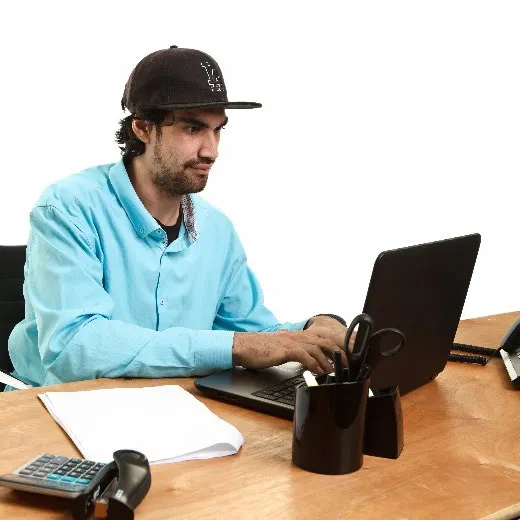 A man using a computer.