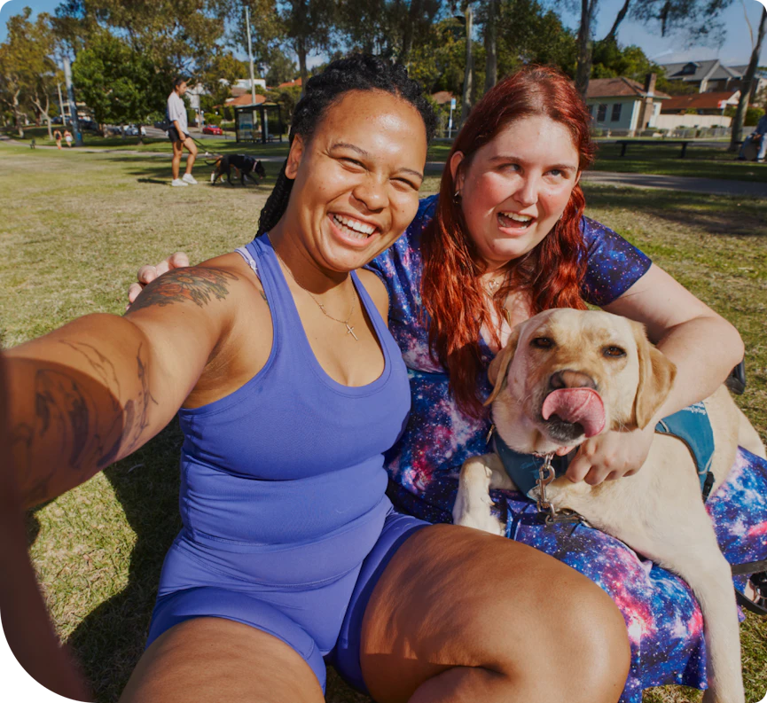 Hireup client Kirsten and support worker Paulla enjoying a day in the park.