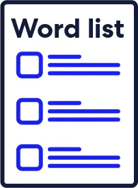 A document that has 'Word list' written on it.