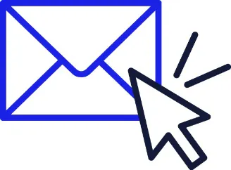A computer mouse clicking on an envelope.