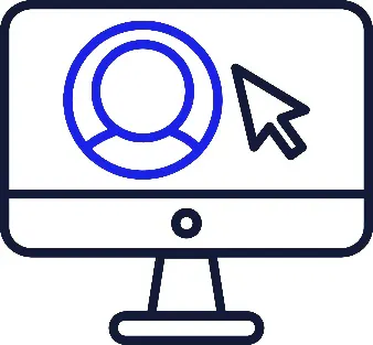 A computer screen with a support worker on it.