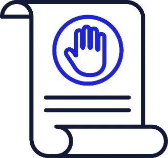A document with a stop icon on it.