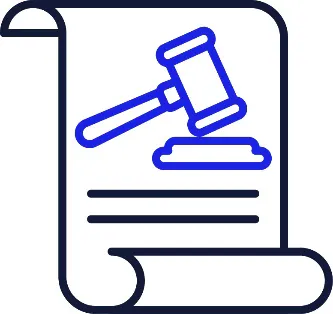 A document with a gavel on it.
