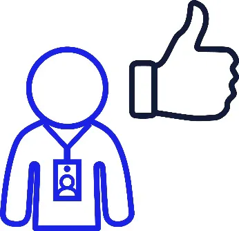 A support worker and a thumbs up.