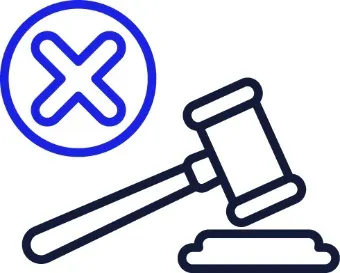 A cross next to a gavel.