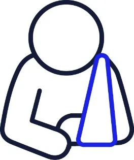 A person with their arm in a bandage.