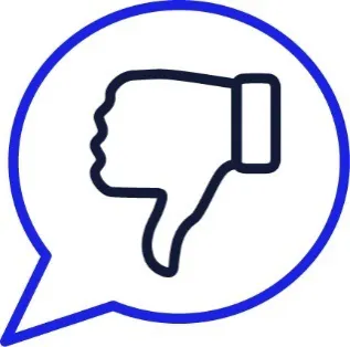 A speech bubble with a thumbs down in it.