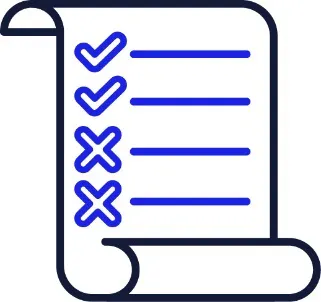 A document with ticks and crosses on it.