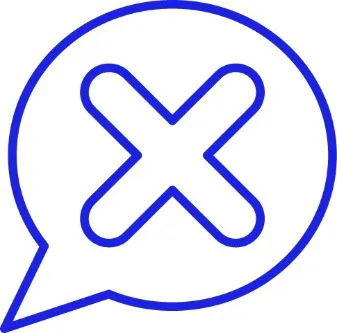 A speech bubble with a cross in it.