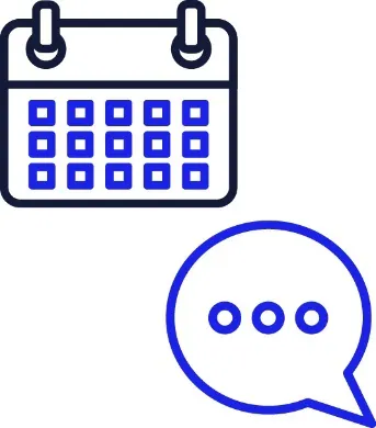 A calendar and a speech bubble.