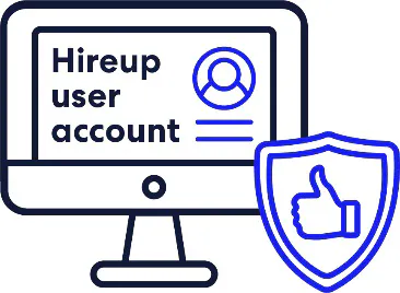 A Hireup user account on a computer screen with a safety symbol.