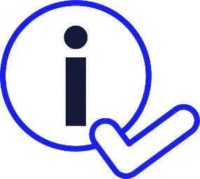 An information icon and a tick.