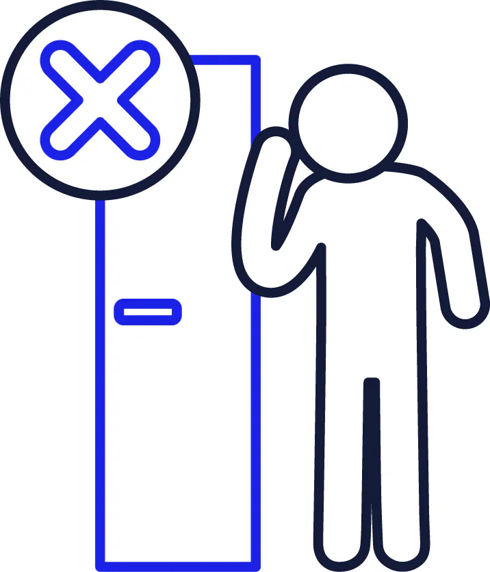 A cross next to a support worker leaning on a door.